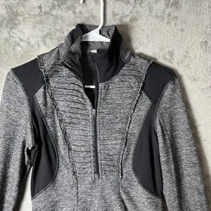 Lululemon Run: Your Heart Out Pullover Heathered Grey and Black Rulu‎ Size 4 thumbnail 3