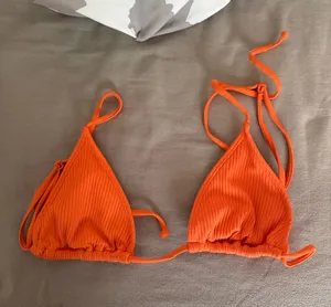PacSun Bright Orange Ribbed Triangle Bikini Top thumbnail 1