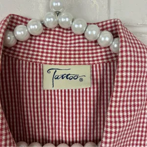 Vintage Tattoo Red Gingham Plaid Button Front Vest Top thumbnail 5