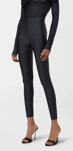 The Andamane Holly 80's Leggings Shiny Womens Pants Black Medium thumbnail 1