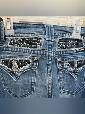 Y💐Miss Me Blue Embellished Wide Leg Jeans thumbnail 3