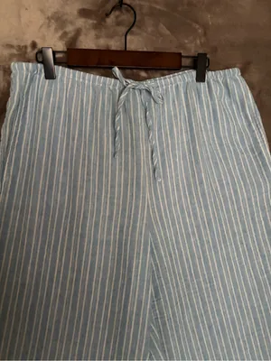 HG Wide Leg Linen Blend Pants Light Blue Stripe Women’s Size XL thumbnail 5