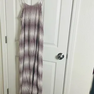 A New Day Brown & Cream Striped Maxi Dress | Boho Ikat Print Sleeveless L/XL thumbnail 2