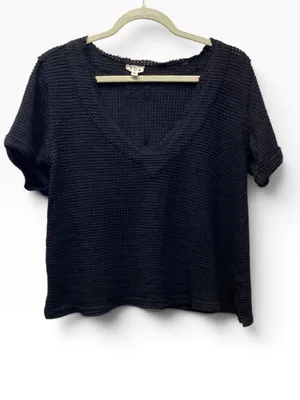 POL Black waffle knit v-neck size Small thumbnail 2