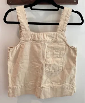 Aligne Meadow Ecru Organic Cotton Denim Pinafore Top Tan Beige Sz US 4 UK 8 thumbnail 1