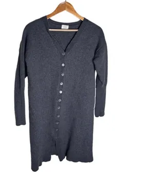 Wilifred Long Cardigan Blue Size Large Merino Wool Dusky Long Sleeves Buttons thumbnail 1