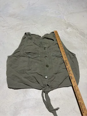 Free people Sleeveless Olive Tie-Front Button Crop Top large thumbnail 5