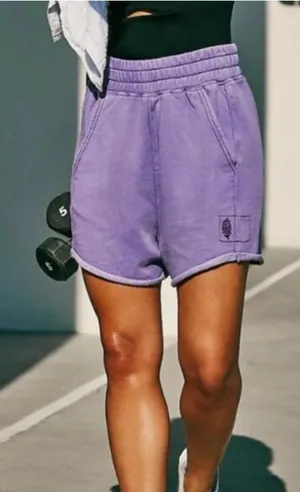 Free People Movement All Star Solid Sweat shorts XS washed super berry purple thumbnail 1