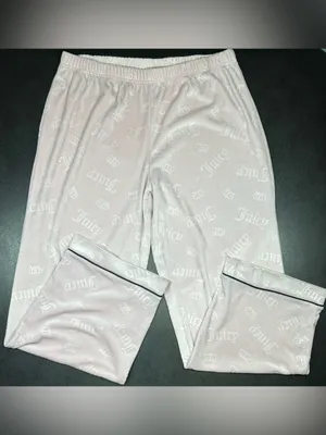 Juicy Couture Size XL Pink Velour All Over Logo Pajama Set thumbnail 5