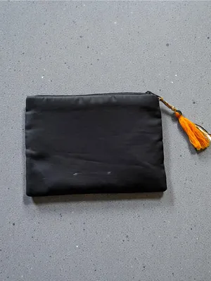 Black Beaded‎ Mosaic Wristlet Clutch with Tassel Accent thumbnail 2