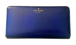 Kate Spade royal blue patent leather continental wallet thumbnail 1