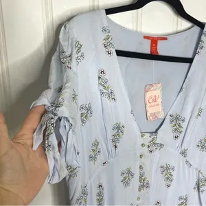 Chelsea & Violet Blue Floral Button Front Tie Sleeve Mini Dress XL NEW 235 thumbnail 6