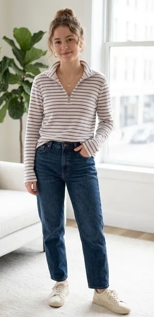 Orvis 100% cotton size L striped sweater. thumbnail 1