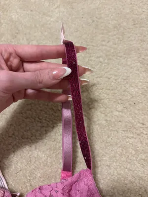 Victoria's Secret Pink Lace Underwire Bra with Embellished Straps thumbnail 5