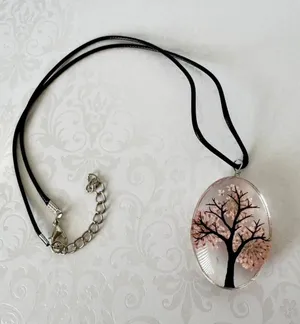 Light Pink Tree Pendant Necklace thumbnail 1