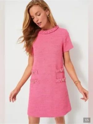 TUCKERNUCK Women Small Pink Tweed Jackie Dress Small - READ thumbnail 2