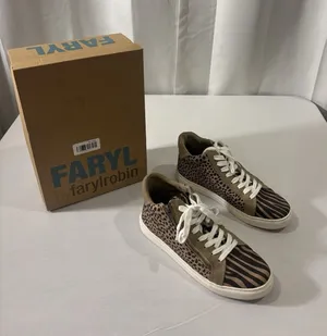Faryl By Farylrobin Women's Size 7‎ Neutral Animal Print Lace Up Ankle Shoes thumbnail 1