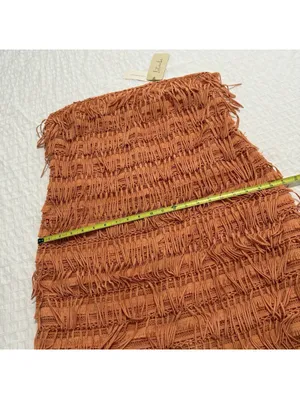 Anthropologie Let Me Be Orange Fringe Tube Strapless Mini Dress NWT Sz L Large thumbnail 4