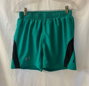 Under Armour HeatGear Womens Running Shorts Teal Green Black Athletic Size Med thumbnail 1
