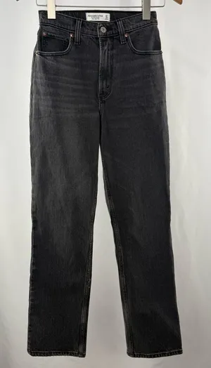 Abercrombie & Fitch‎ The 90's Straight Ultra High Rise Jeans in Black Size 24 00 thumbnail 1