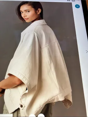 PILCRO The Weston Denim Cape boyfriend from Anthropology cream XS cotton thumbnail 3