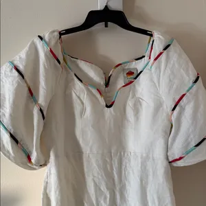 FARM RIO White Colorful Stripes Euroflax™ Mini Dress, Size Medium, $248 thumbnail 9