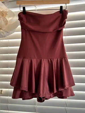 Windsor Mauve Satin Faux Mini Dress Romper Size Medium thumbnail 1