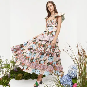 NWT CeliaB Tiered Ruffle Maxi Dress Blue thumbnail 5