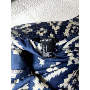 Forever 21 Navy Blue White Geometric Ikat Diamond High Rise Pants Small thumbnail 5