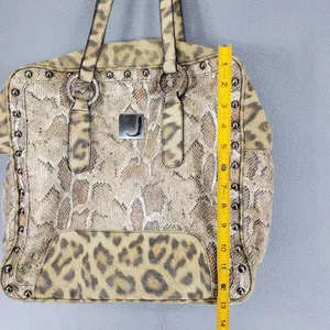 Joanel Faux Snakeskin Leopard Tote Handbag‎ Studs Shoulder Bag Y2K thumbnail 8