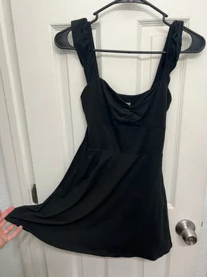 Hollister black mini dress with shorts and ruffled straps thumbnail 4