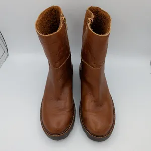 Vince Camuto Telvanni Tan Leather Faux‎ Fur Lined Lug Sole Boots Womens 8.5 M thumbnail 4