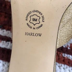 Vintage Metaphor Gold Glitter Glam Rhinestone Party Glamour Evening Kitten Heels Pumps Mules Genuine Leather Square Toe Size 9M thumbnail 5