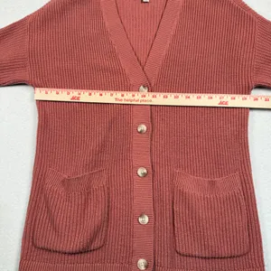 Loft Cardigan Sweater Womens Medium Pink Ribbed Knit Cottagecore Academia Granny thumbnail 5