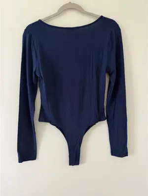 NWT- Double Zero Minimalistic Basic Square Neck Long Sleeve Bodysuit size large thumbnail 3