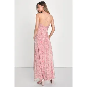 NWT Lulus Forever Dreamy Pink Floral Organza Backless Maxi Dress Gala Party XL thumbnail 3