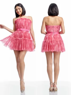 NWT‎ Dress The Population Petra Raspberry Multi Pink Strapless Tulle Mini Dress thumbnail 2