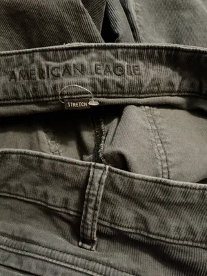American Eagle Highest Waist Super Hi-Rise Flare Corduroy Pants Olive Taupe - Size 16 Regular thumbnail 3