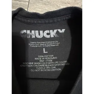 Chucky Free Hugs Horror Movie Graphic Women Tee L Black Cotton Shirt Halloween thumbnail 4