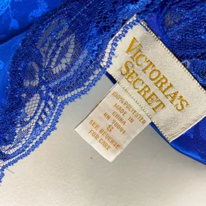 Victoria's Secret Gold Label Women Small Blue Floral Lace Trim Slip Dress thumbnail 6