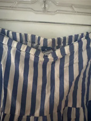 Old Navy Blue and White Striped A-Line Midi Skirt Size Medium thumbnail 4