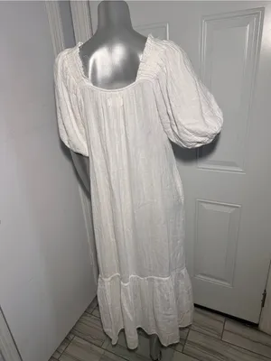 XiRENA Sofia Cotton Gauze Midi Dress White Size S Small Boho Puff Sleeve Ruffle thumbnail 8