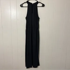 The Good Jane Black Sleeveless Midi Dress Size M High Neck Elastic Waist Minimal thumbnail 9