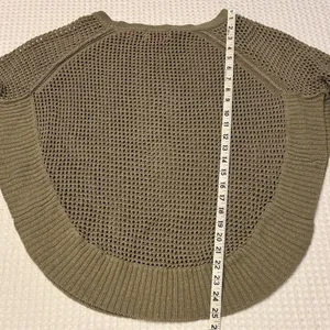 Anthropologie YOON Olive Green Open-Weave Crewneck Raglan Sleeve Poncho Sweater thumbnail 12