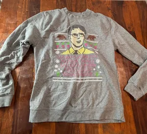Barstool Sports The Office Dwight Schrute Alpha‎ Male Grey Sweatshirt Medium thumbnail 1