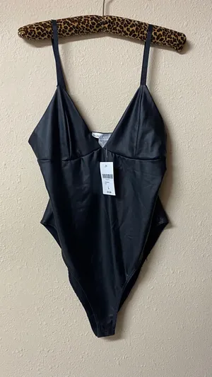 Forever 21 Leather Thong Bodysuit Faux thumbnail 1