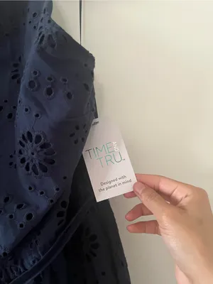 NWT Navy Blue Eyelet Cotton Midi Dress XXXL Resort Euro Summer Coastal Vacation thumbnail 4