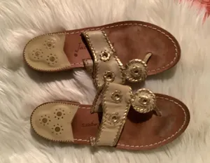 Jack Rogers Women's Sandals - Tan with Gold Accents size 7 thumbnail 1