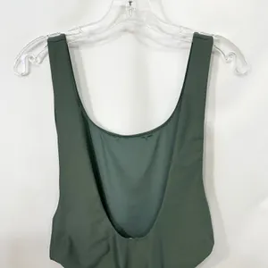 Aerie Large‎ One Piece Swimsuit Olive Green Scoop High Cut Solid Beach Vacay 231 thumbnail 7