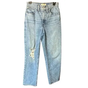 Madewell the perfect vintage straight jeans medium wash Distressed 27R #763 thumbnail 5